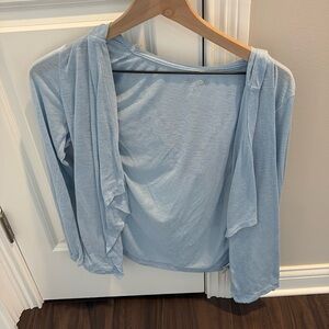 Lightweight hooded open active sweatshirt